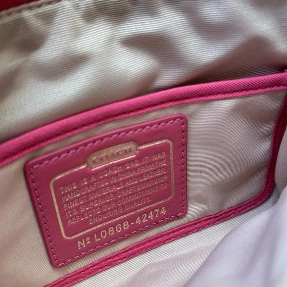 Coach Park Straw Clutch Handbag Small Purse Leather Metal Gold Tan Pink New NWT - Picture 6 of 13